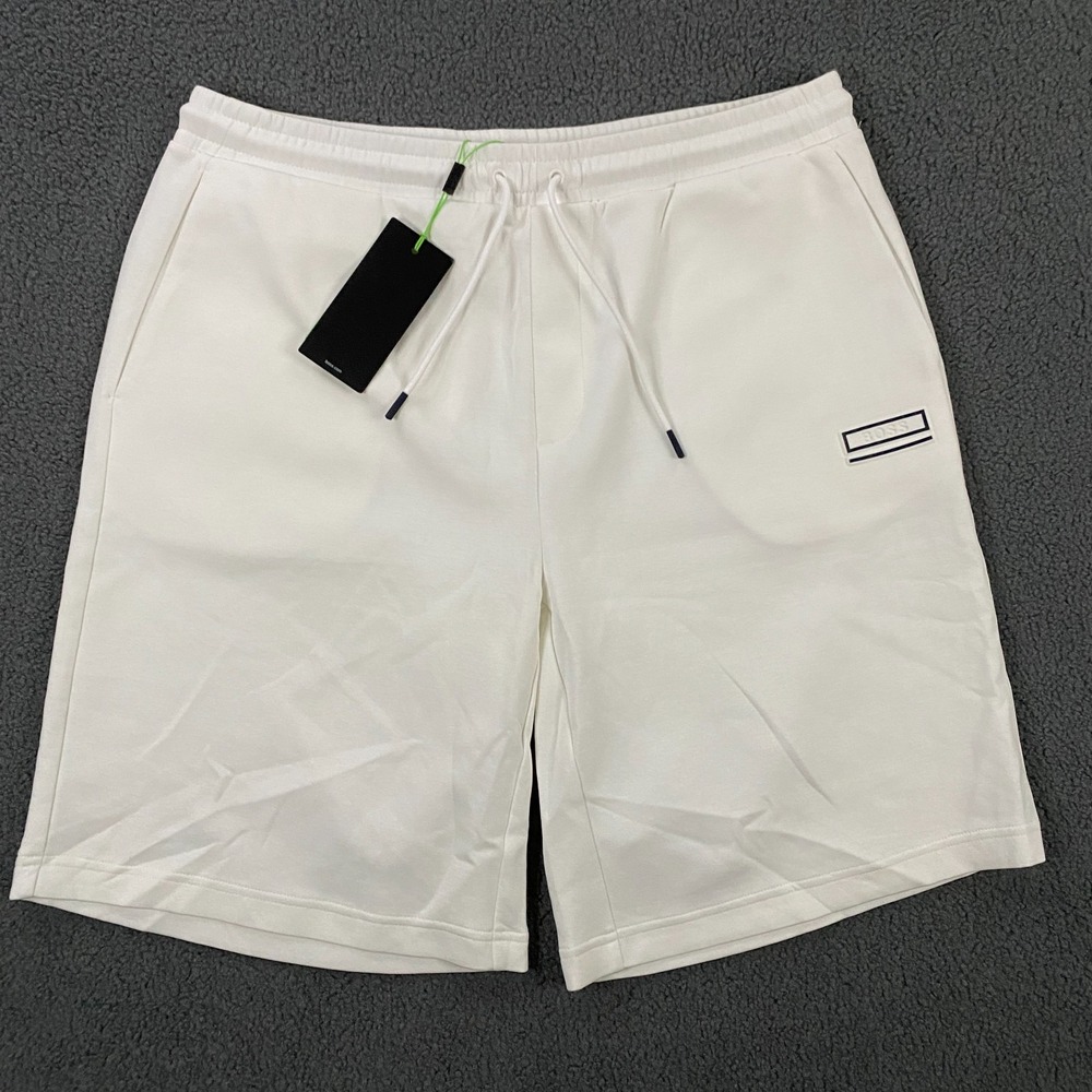 Hugo Boss Woven Sweat Shorts‎ Mens 2XL Drawstring Casual Workout Gym White NEW